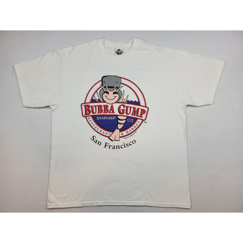Vintage 90s Bubba Gump Shrimp Shirt San Francisco USA‎ Forest Gump Quote Mens XL